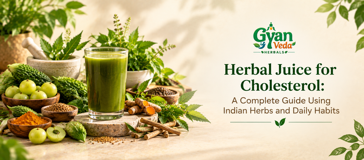 Herbal Juice for Cholesterol A Complete Guide Using Indian Herbs and Daily Habits blog banner image
