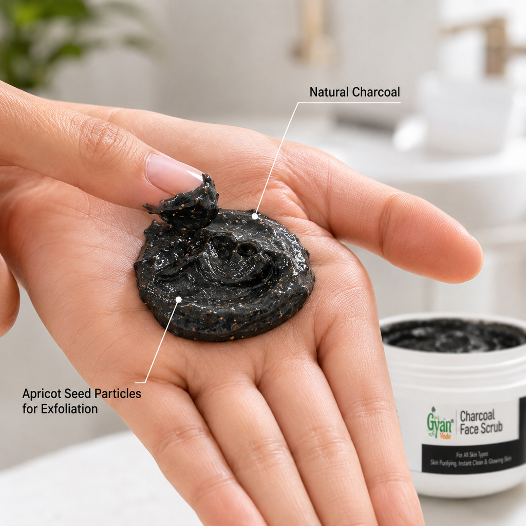 Activated Bamboo Charcoal & Apricot Seed Powder Face Scrub - Gyanveda