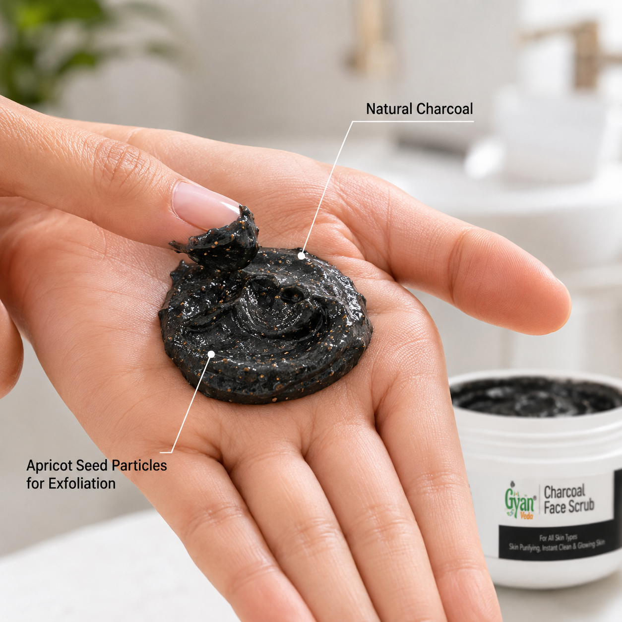 Activated Bamboo Charcoal & Apricot Seed Powder Face Scrub - Gyanveda