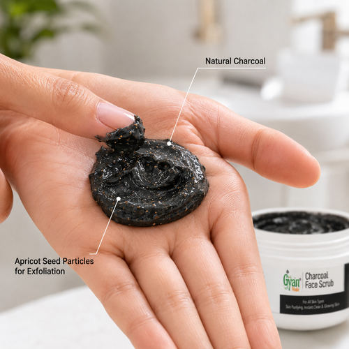 Activated Bamboo Charcoal & Apricot Seed Powder Face Scrub - Gyanveda