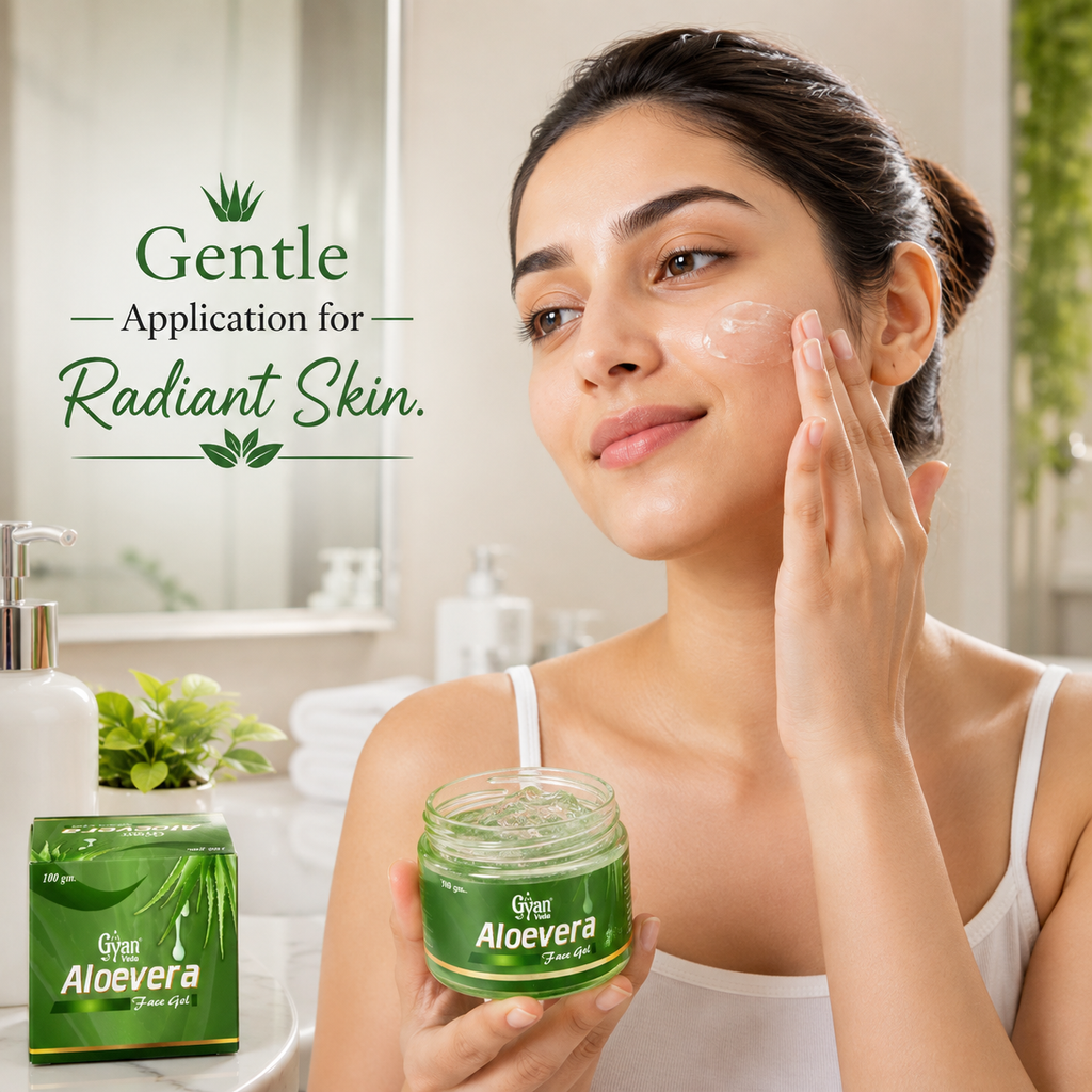 Aloe Vera Face Gel with Amla, Jatamansi, Gulab & Tulsi | Gyanveda