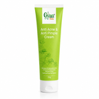 A 25g squeeze tube of Gyan Yeda Anti Acne & Anti Pimple Cream, featuring a bright green body with white text and a white cap, set against a plain white background.