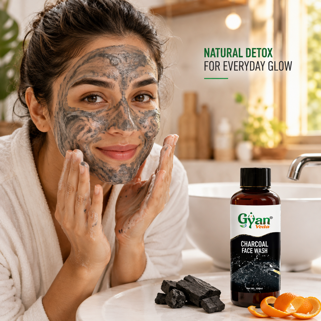 Activated Charcoal, Aloe Vera & Honey Cleanser Face Wash - Gyanveda