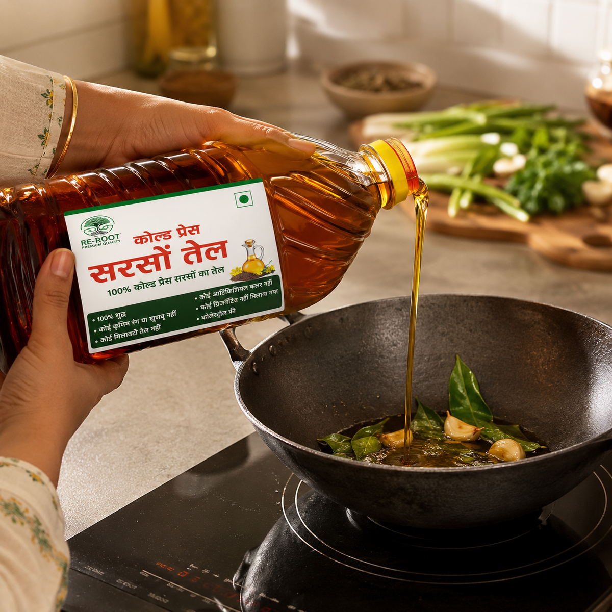 Cold Pressed Mustard Oil 1 Litre - Pure Mustard Seed Oil for Cooking