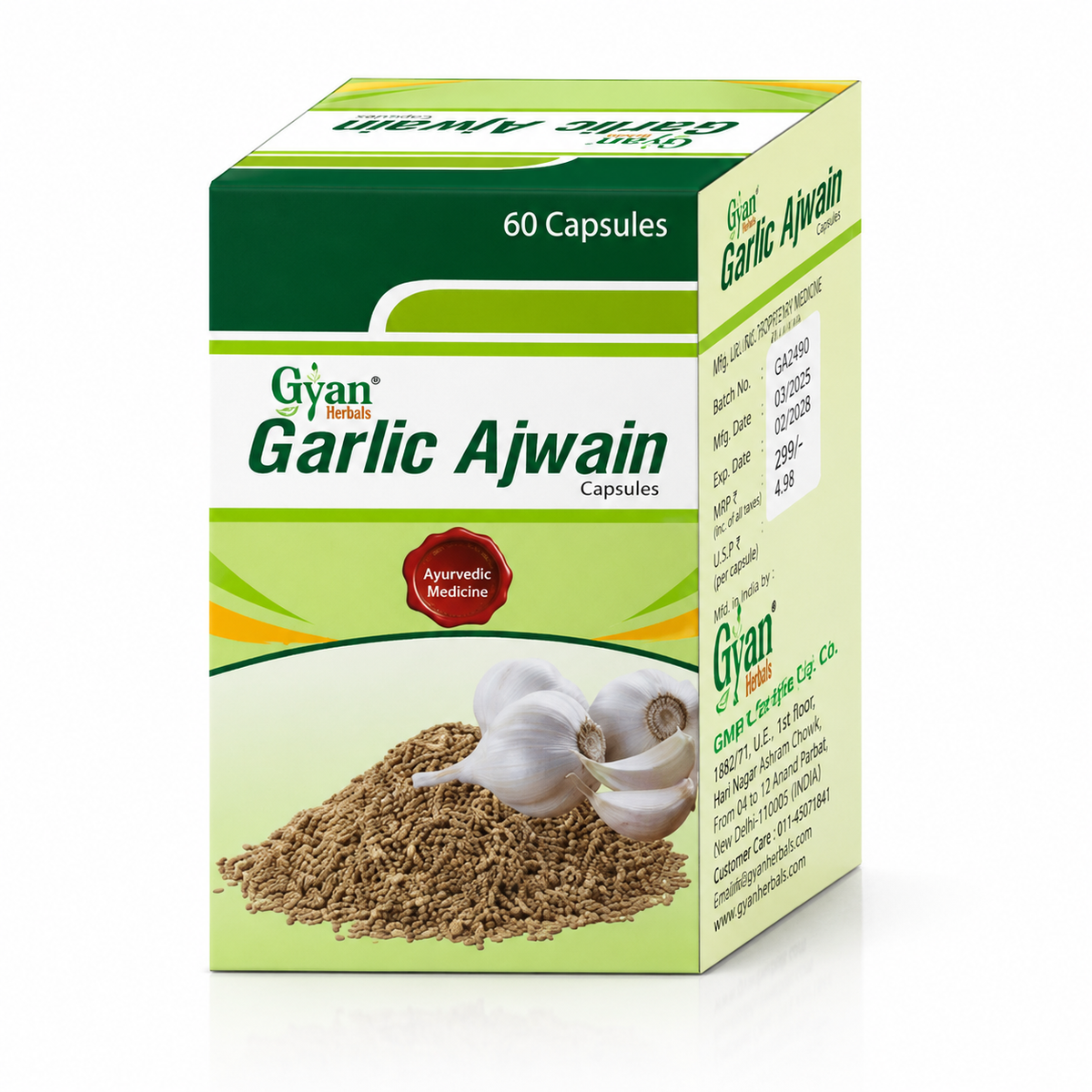 Garlic Ajwain Capsules (60 Capsules) - Ayurvedic Digestive & Heart Support