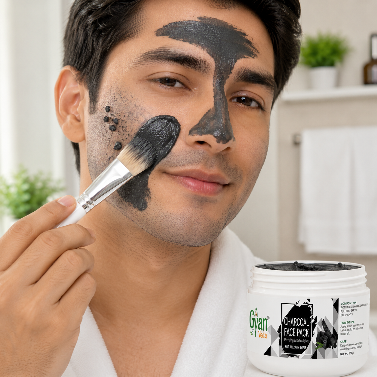 Activated Bamboo Charcoal & Fuller’s Earth Face Pack - Gyanveda