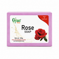 A rectangular box of Gyan Veda Rose Soap on a plain white background. The box is lavender purple with a large white label featuring a red rose graphic and the text 'Rose SOAP'.