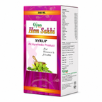 A box of Gyan Hem Sakhi Syrup, an Ayurvedic product for women's health, shown at a three-quarter angle on a white background.