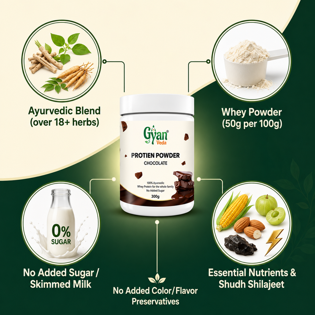 Herbal Protein Supplement Powder with Whey, Shatavari, Ashwagandha & Amla | Gyanveda