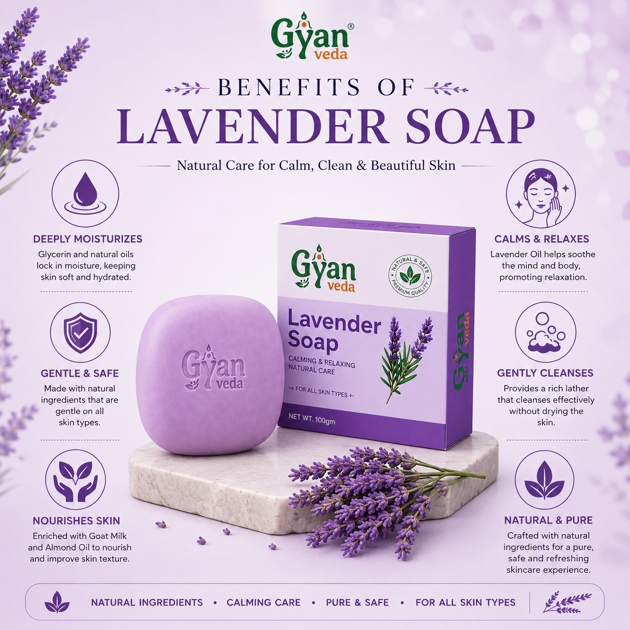 Lavendar Soap 100gm | Gyanveda