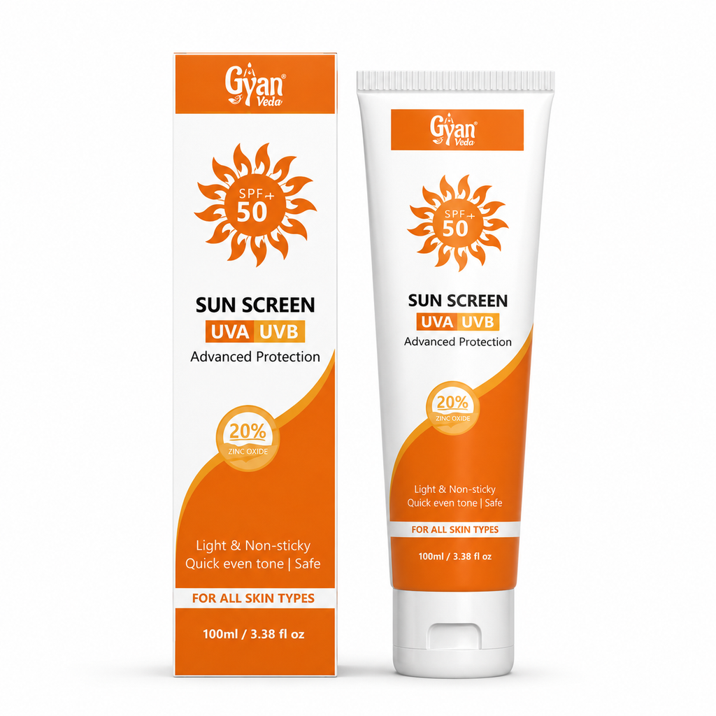 Sun Screen SPF 50+ with Aloe Vera, Honey, Mulberry & Saffron | Gyanveda