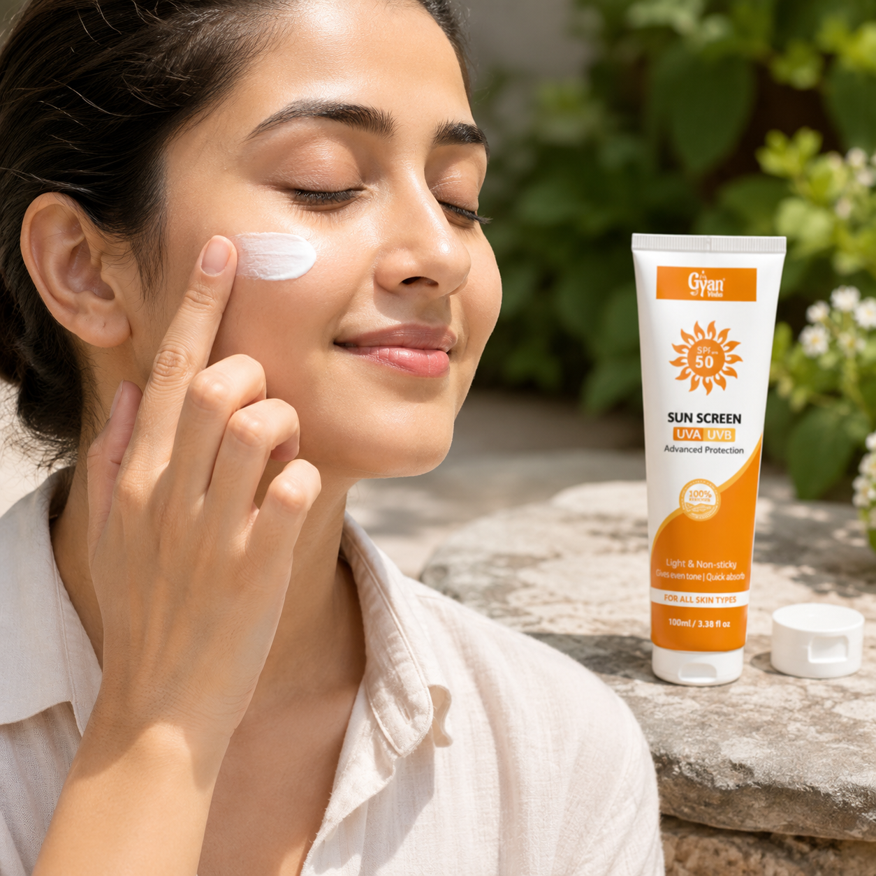 Sun Screen SPF 50+ with Aloe Vera, Honey, Mulberry & Saffron | Gyanveda