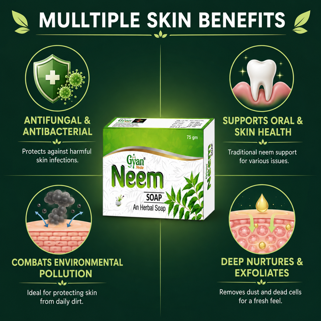 Neem Bath Soap 75g Ayurvedic Herbal Cleansing | Gyanveda