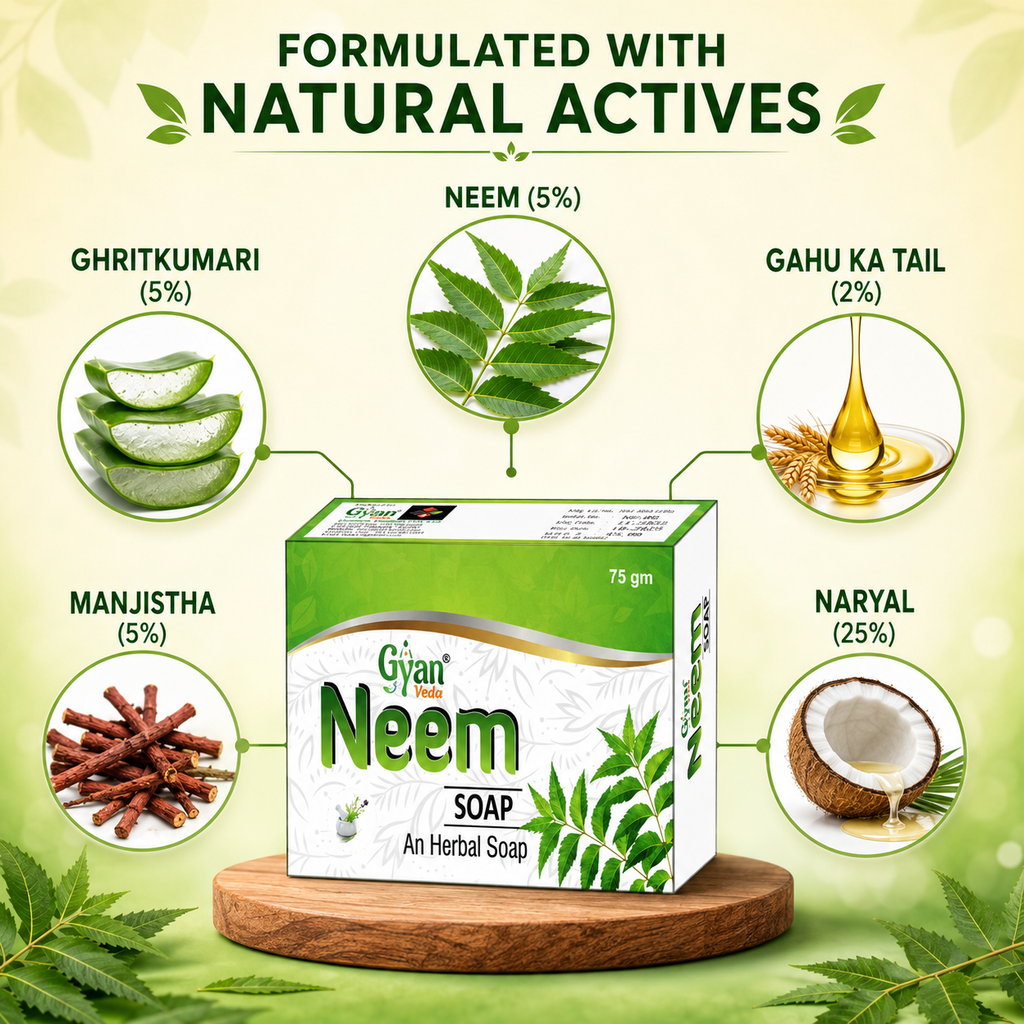 Neem Bath Soap 75g Ayurvedic Herbal Cleansing | Gyanveda