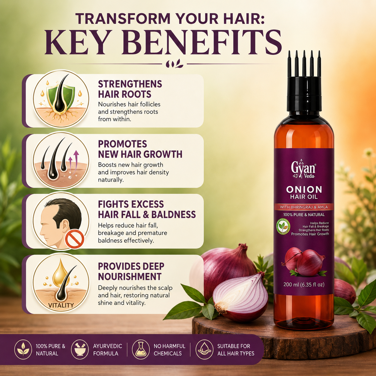 Onion Hair Oil | Gyanveda