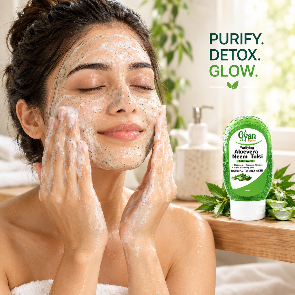 Purifying Aloe Vera Neem Tulsi Face Wash - Gyanveda