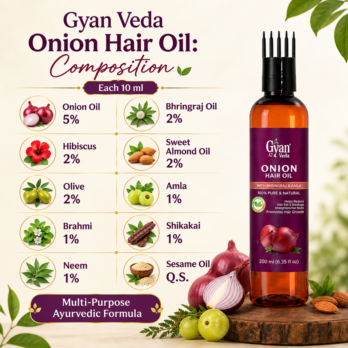 Herbal Onion Hair Oil - Hair Growth & Anti-Hairfall Oil